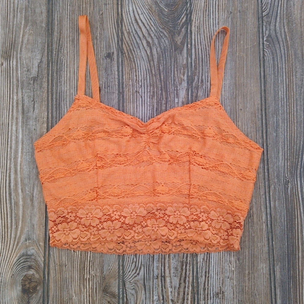 Decree Orange Lacey Lightweight Bandeau Bra